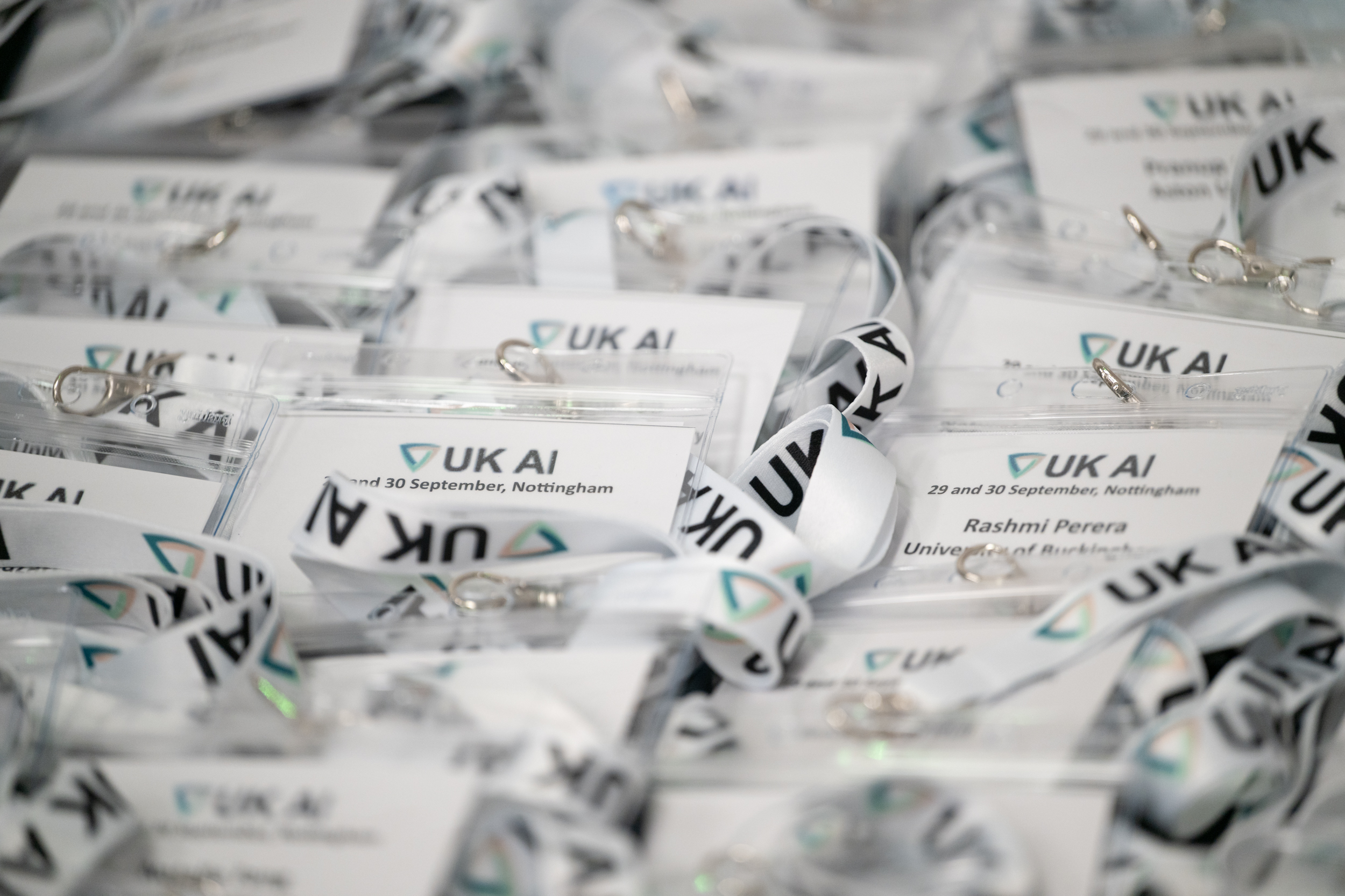 UK AI conference badges and lanyards